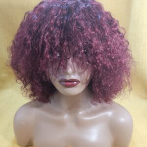 PERRUQUE SYNTHÉTIQUE BOUCLÉS COULEUR BORDEAUX